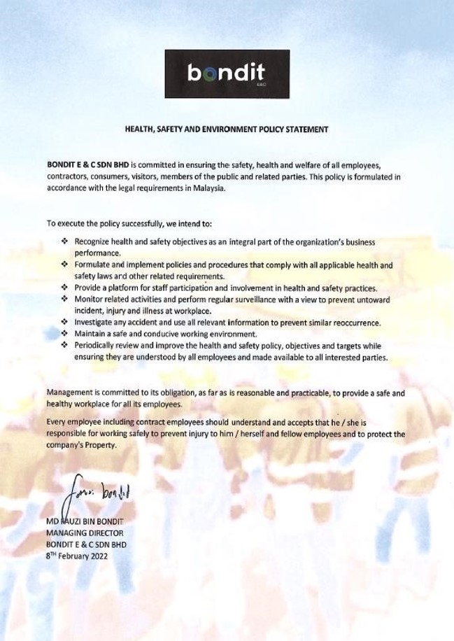 BONDIT HSE POLICY STATEMENT